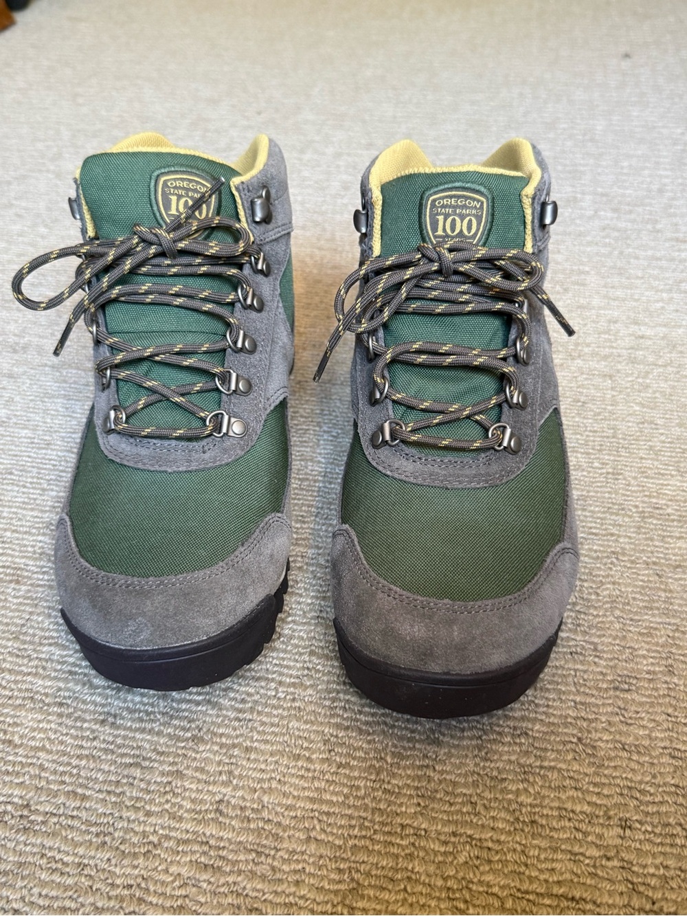 Danner Green and Gray Hiking Boots with Yellow Lining